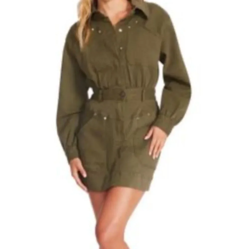 Steve Madden Olive Green Long-Sleeve Mini Dress - Picture 3 of 7